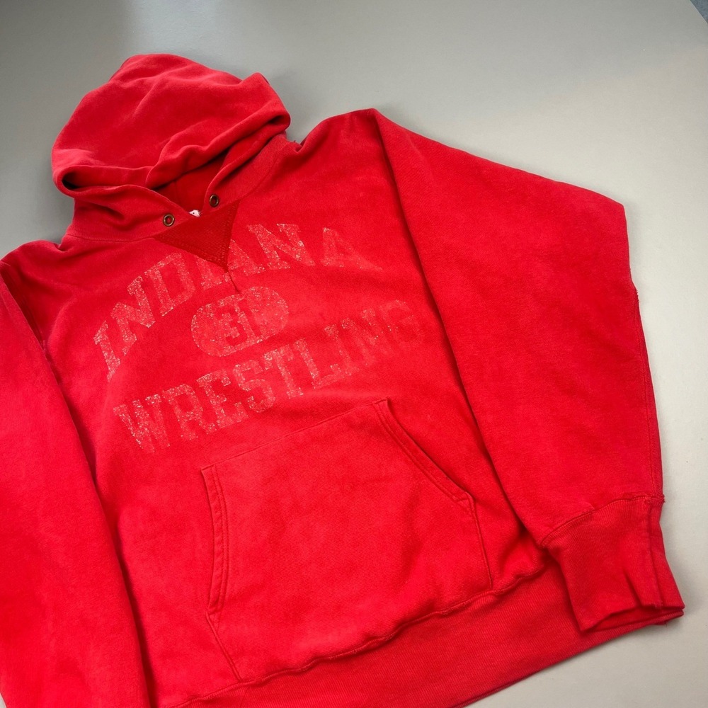 Champion Hoodie Mens Large Red Indiana Wrestling Reverse Weave Vintage Warmup